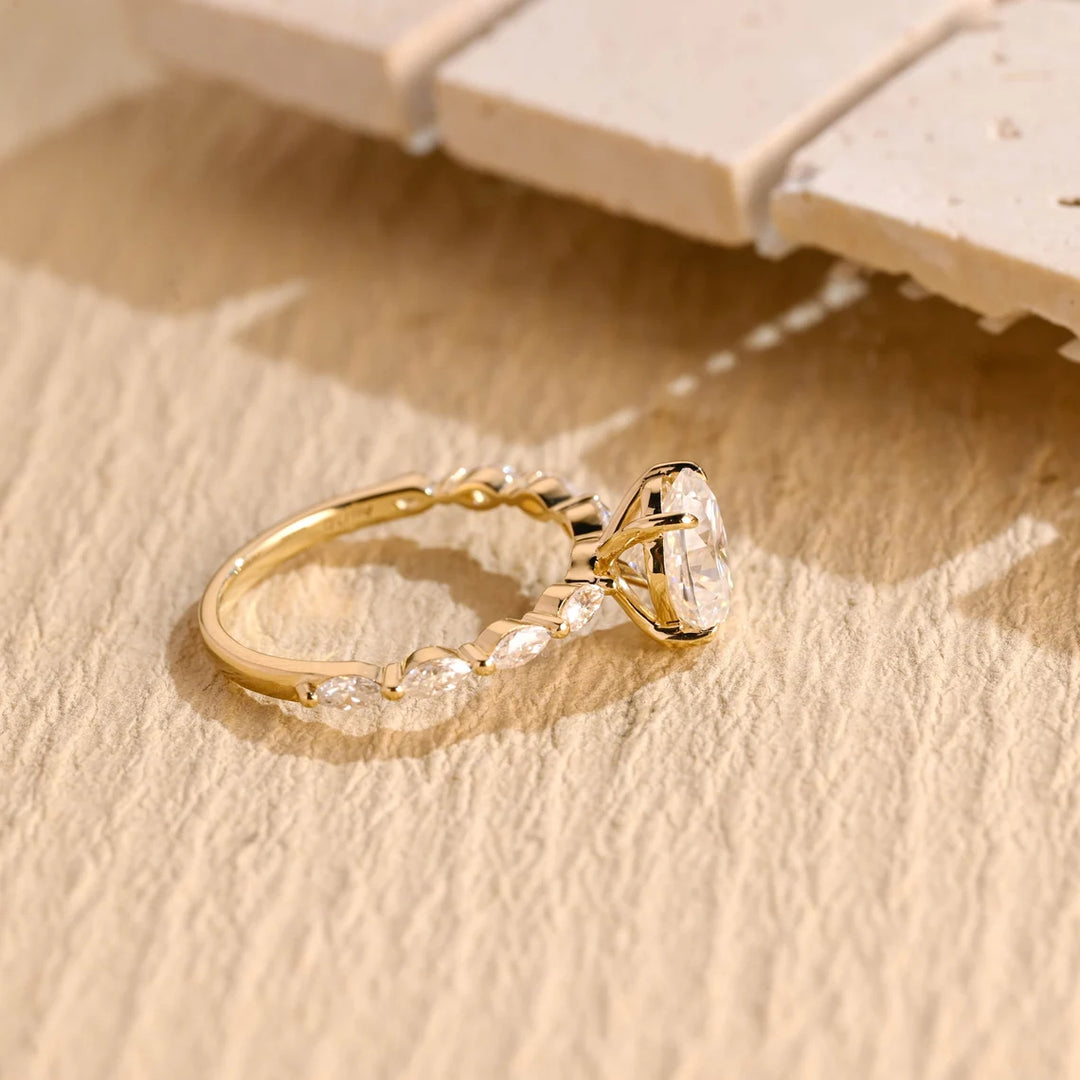 1.50 CT Oval Cut Pave Setting Moissanite Engagement Ring