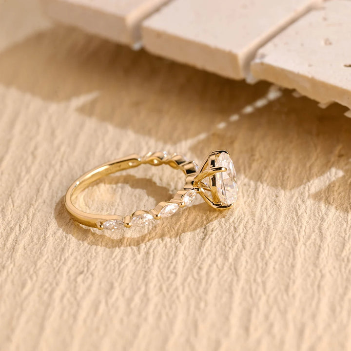 1.50 CT Oval Cut Pave Setting Moissanite Engagement Ring