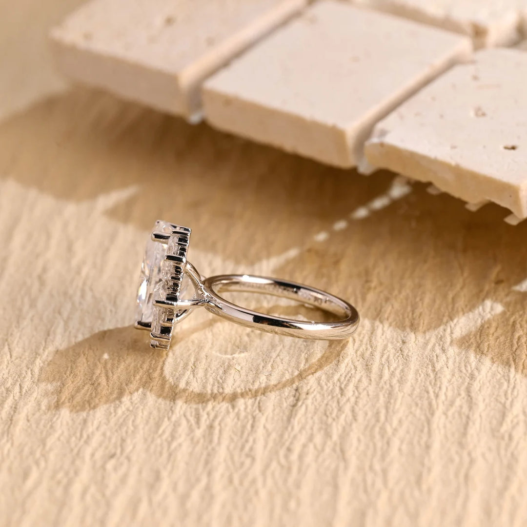 3.50 CT Oval Cut Cluster Diamond Moissanite Engagement Ring