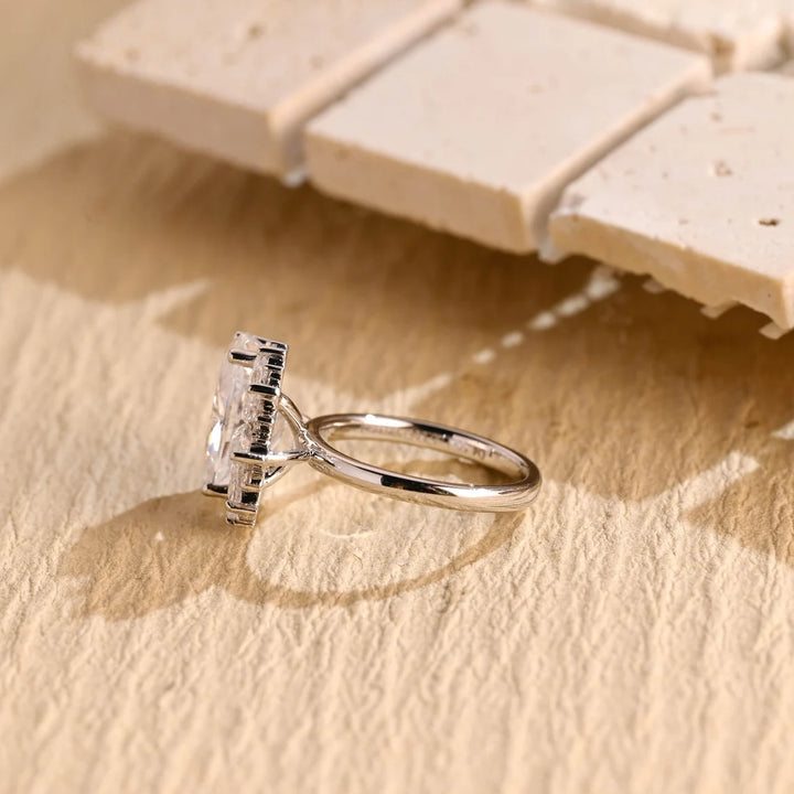 3.50 CT Oval Cut Cluster Diamond Moissanite Engagement Ring