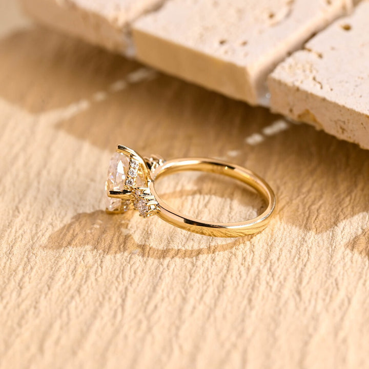 1.50 CT Oval Cut Hidden Halo Diamond Moissanite Engagement Ring