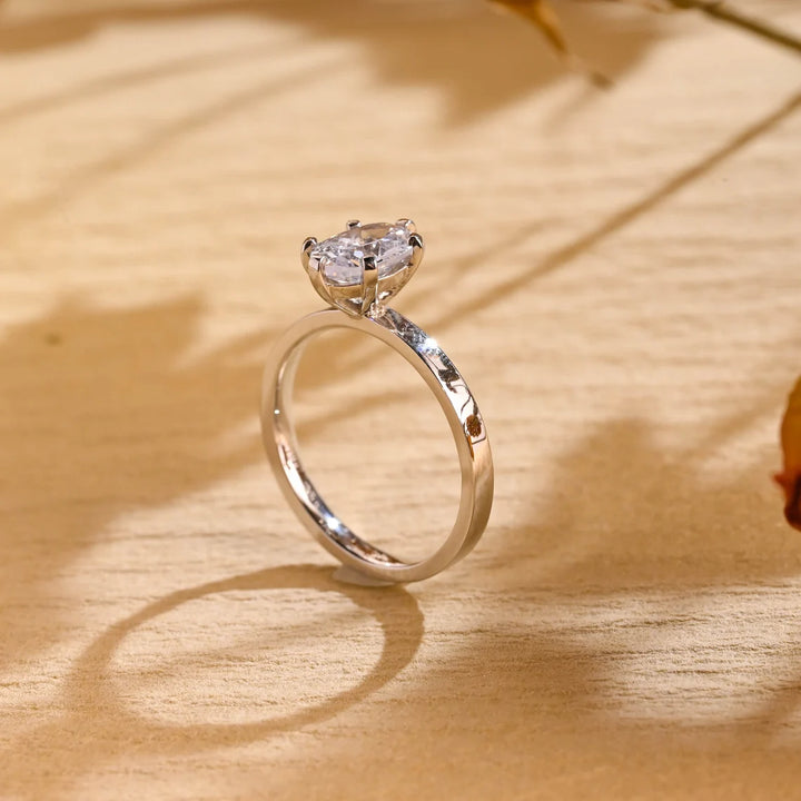 1.0 CT Oval Cut Wide Band Solitaire Moissanite Engagement Ring