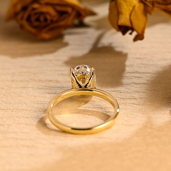 1.0CT Oval Cut Hidden Halo Moissanite Engagement Ring