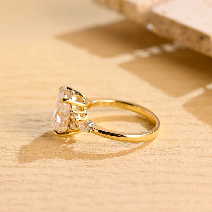 3.0 CT Oval Cut Cluster Diamond Moissanite Engagement Ring