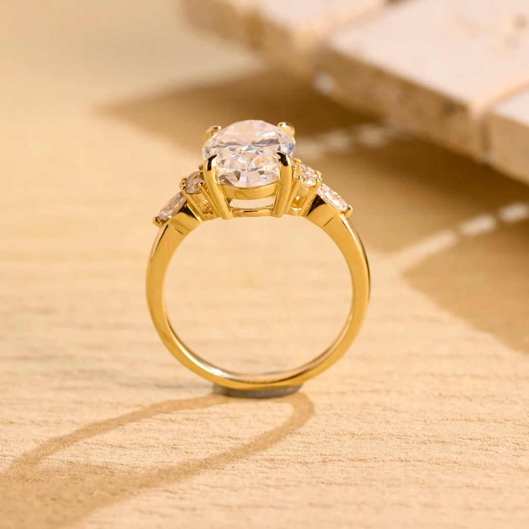 3.0 CT Oval Cut Cluster Diamond Moissanite Engagement Ring