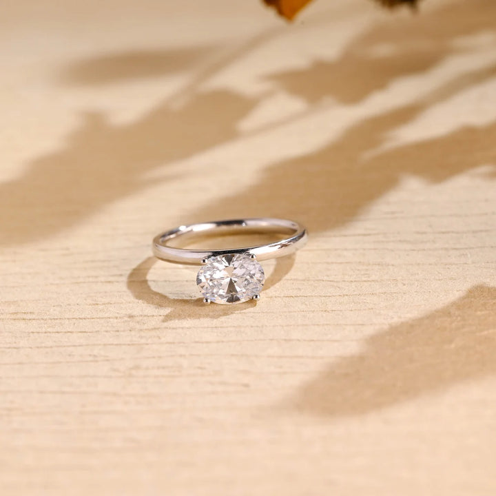 1.50 CT East West Oval Cut Solitaire Moissanite Engagement Ring