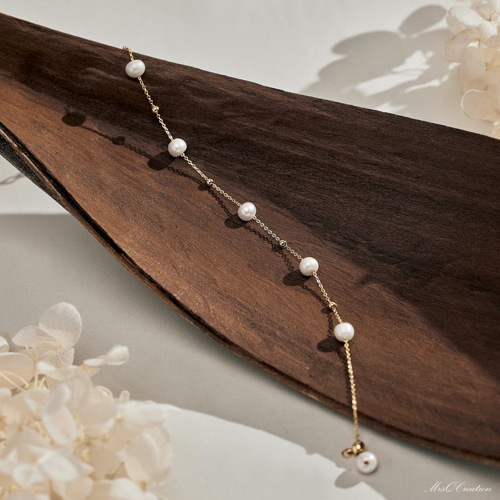 Delicate Pearl Gemstone Bracelet For Her -June Birthstone