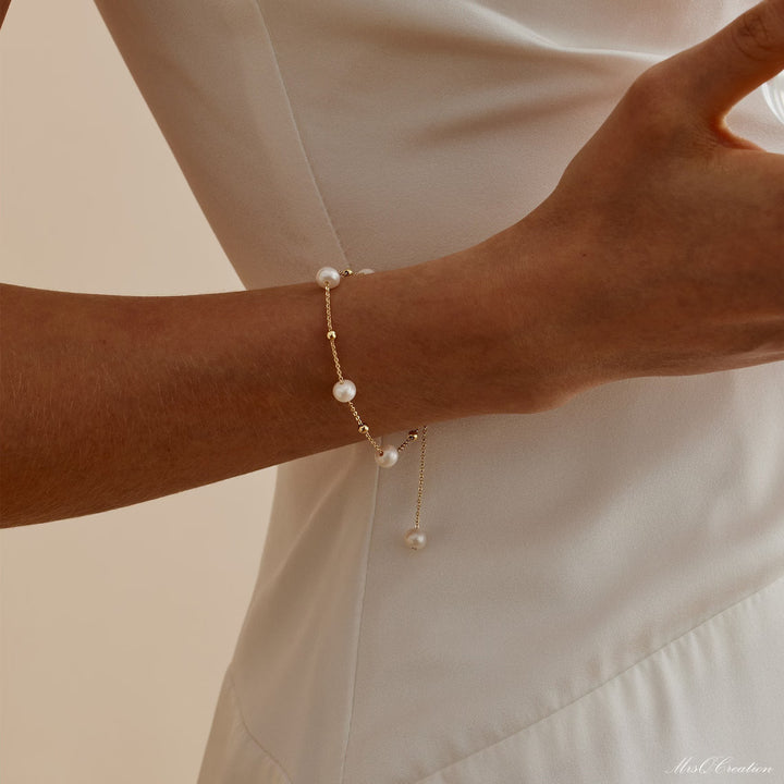 Delicate Pearl Gemstone Bracelet For Her -June Birthstone