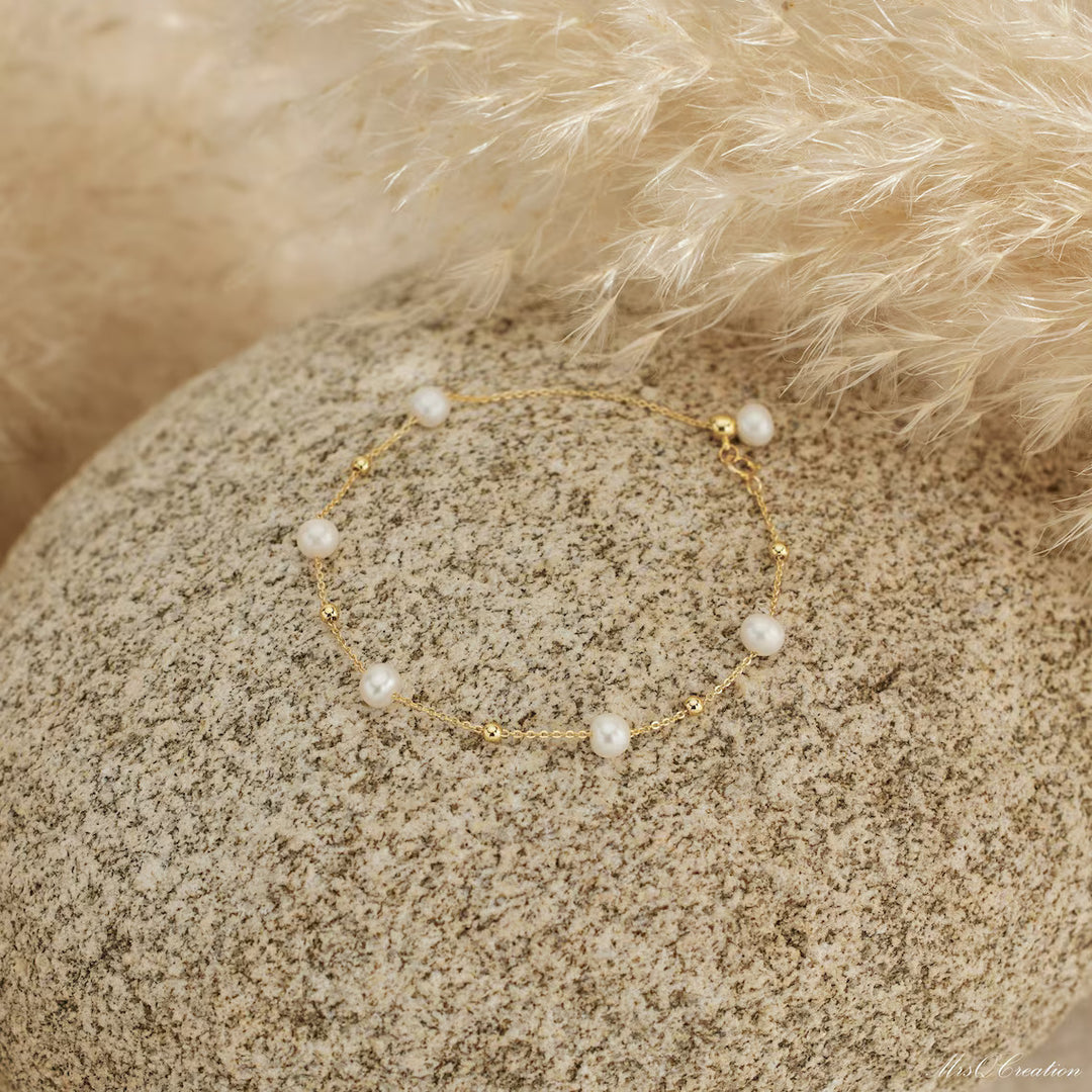 Delicate Pearl Gemstone Bracelet For Her -June Birthstone