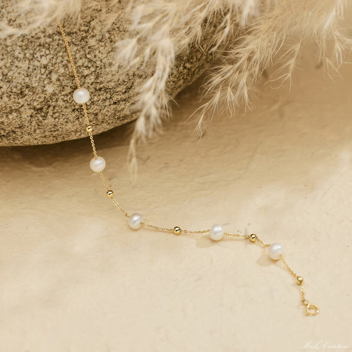 Delicate Pearl Gemstone Bracelet For Her -June Birthstone