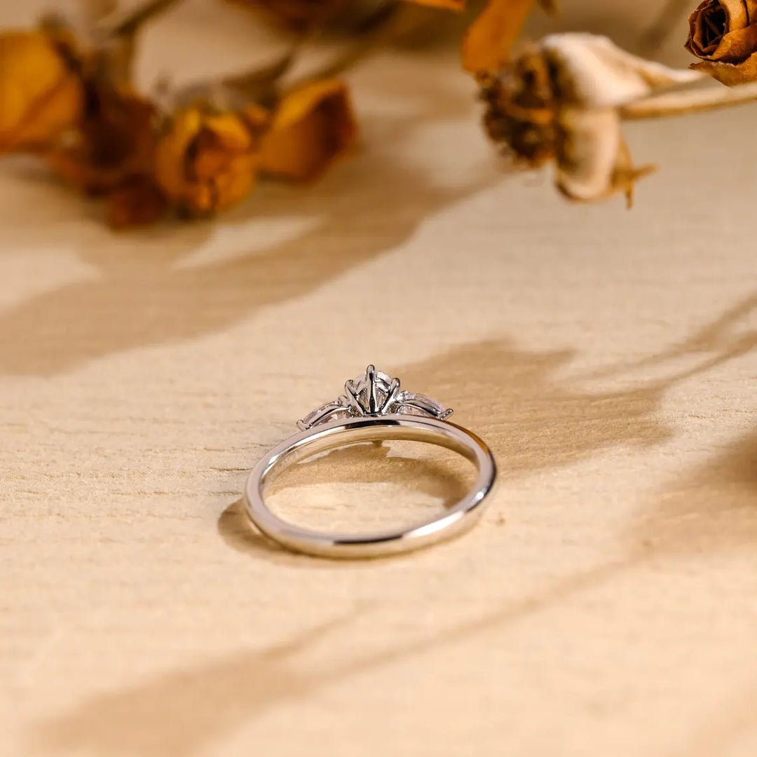 0.50CT Oval Cut Three Stone Moissanite Engagement Ring