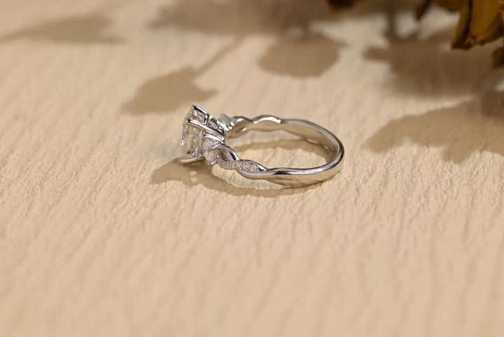 1.0 CT Oval Cut Three Stone Moissanite Engagement Ring