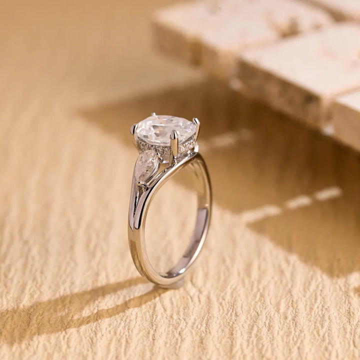 1.50 CT Oval Cut Three Stone Moissanite Engagement Ring