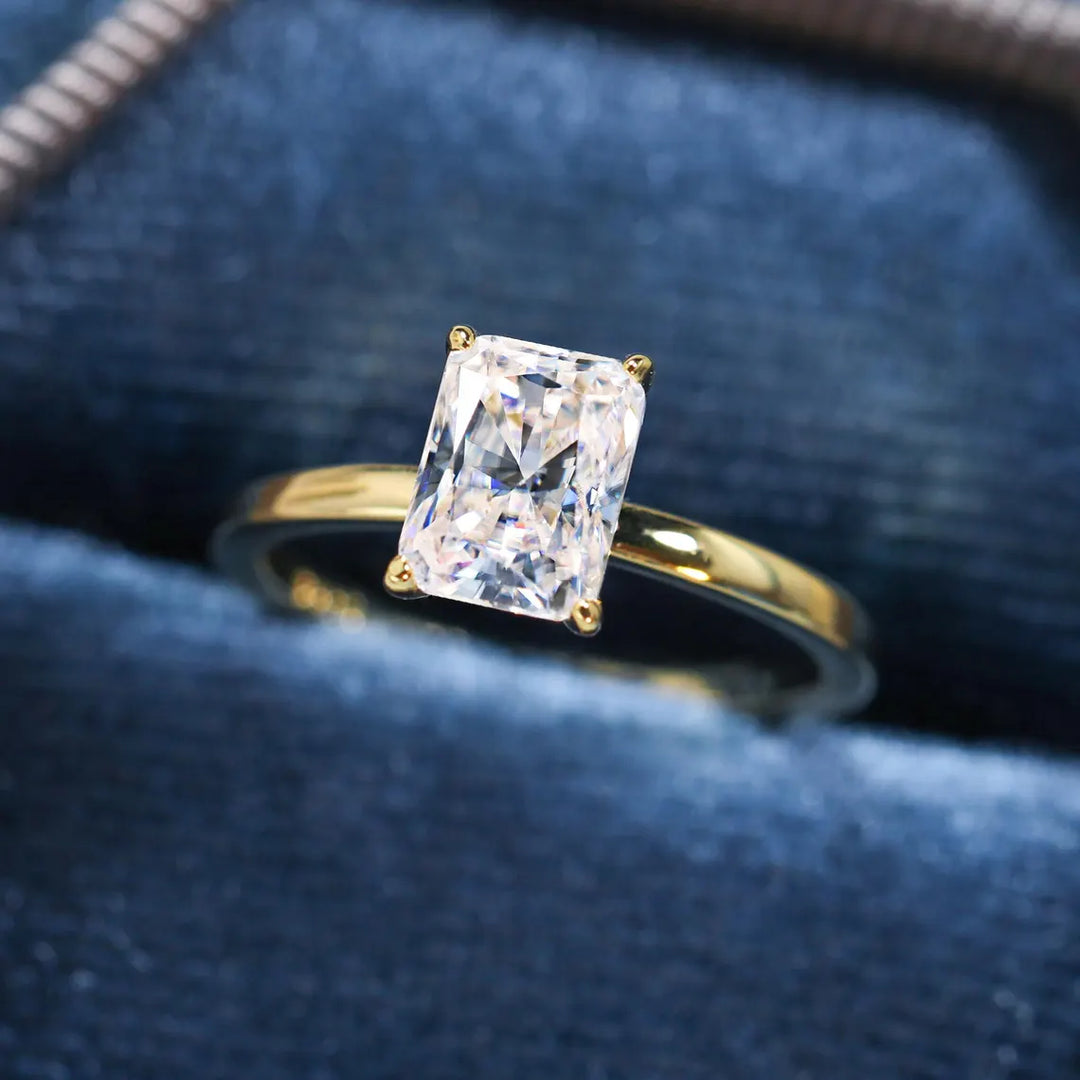1.0CT Radiant Cut Daimond Solitaire Moissanite Engagement Ring