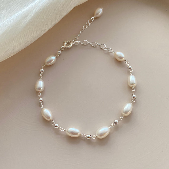 Delicate Pearl Gemstone Bracelet For Her -June Birthstone