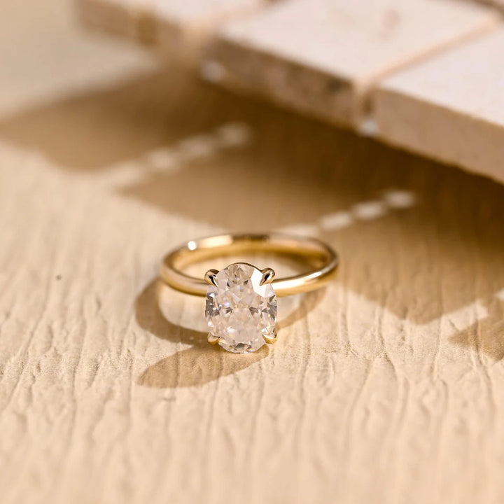 1.0 CT Oval Cut Solitaire Moissanite Engagement Ring