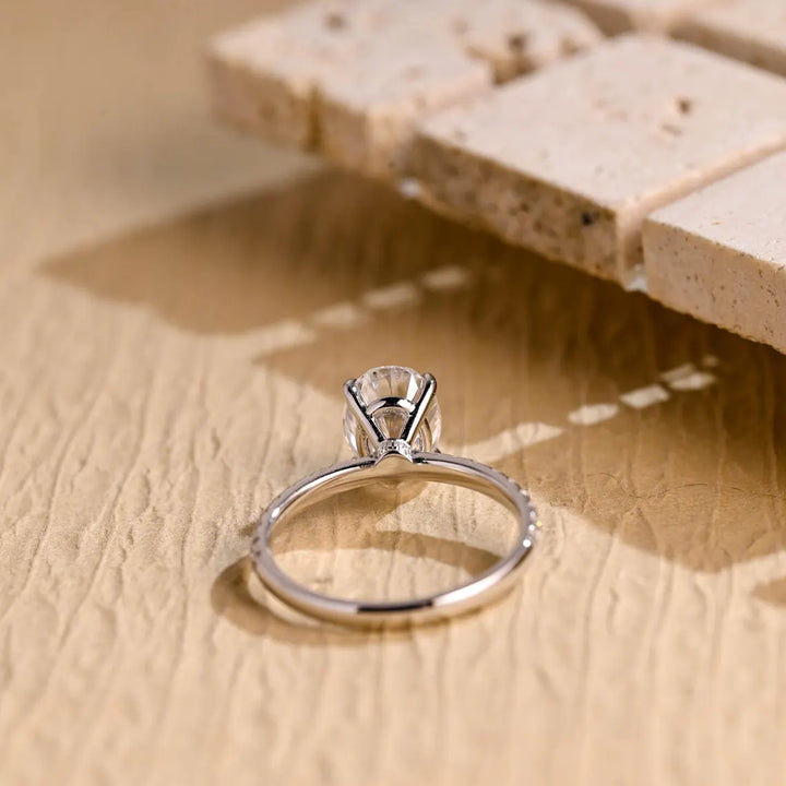 1.0 CT Oval Cut Pave Setting Moissanite Engagement RIng