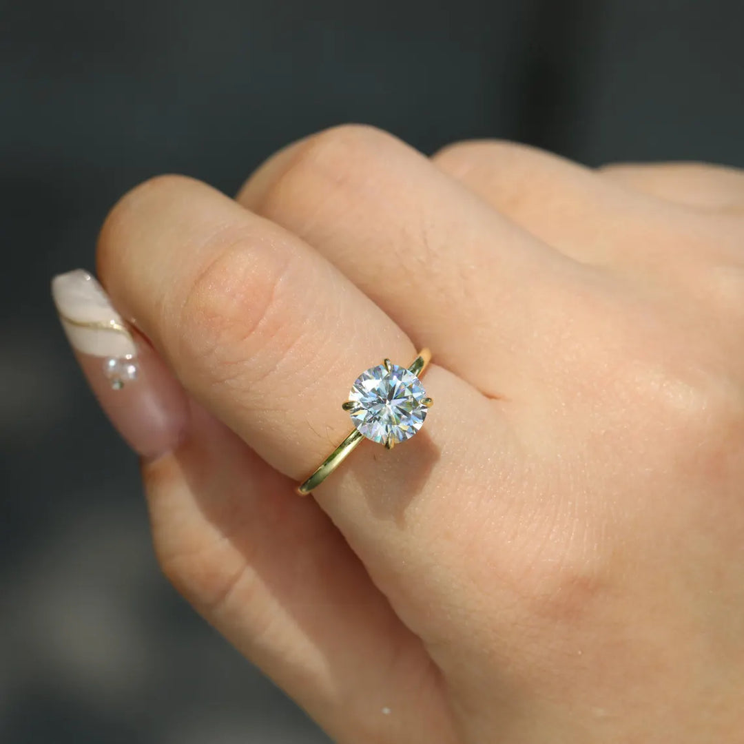 2.0CT Round Brilliant Cut Solitaire Diamond Moissanite Engagement Ring