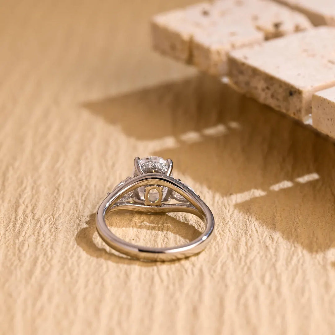 1.50 CT Oval Cut Three Stone Moissanite Engagement Ring