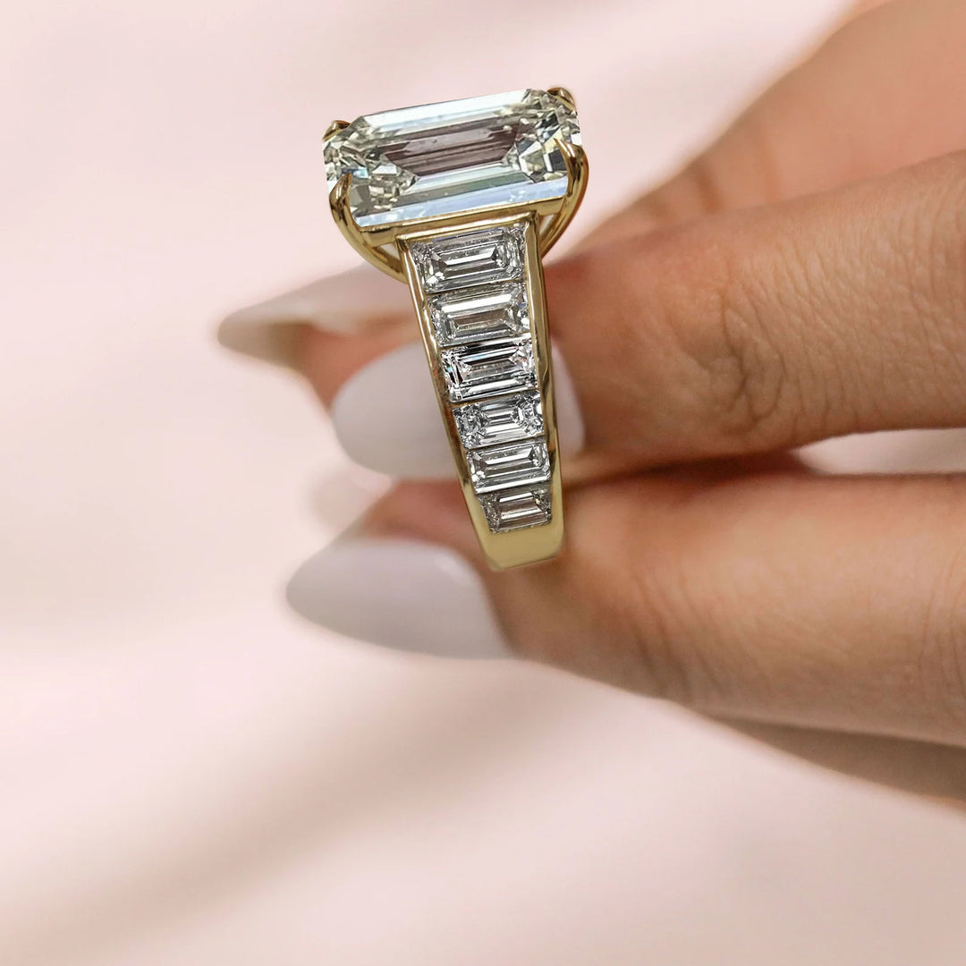 3.50CT Emerald Cut Lab-Grown Diamond Channel Set Engagement Ring