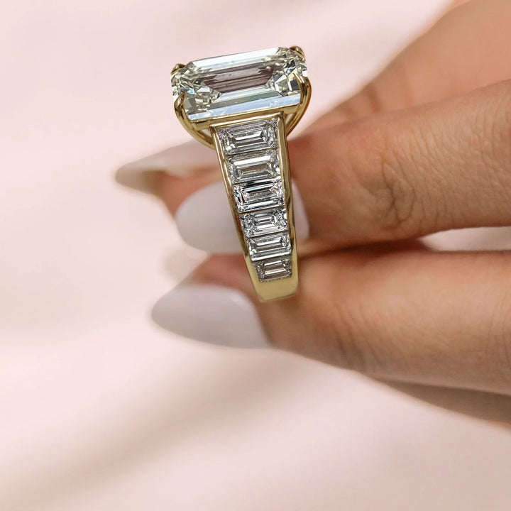 3.50CT Emerald Cut Lab-Grown Diamond Channel Set Engagement Ring