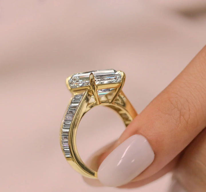 3.50CT Emerald Cut Lab-Grown Diamond Channel Set Engagement Ring