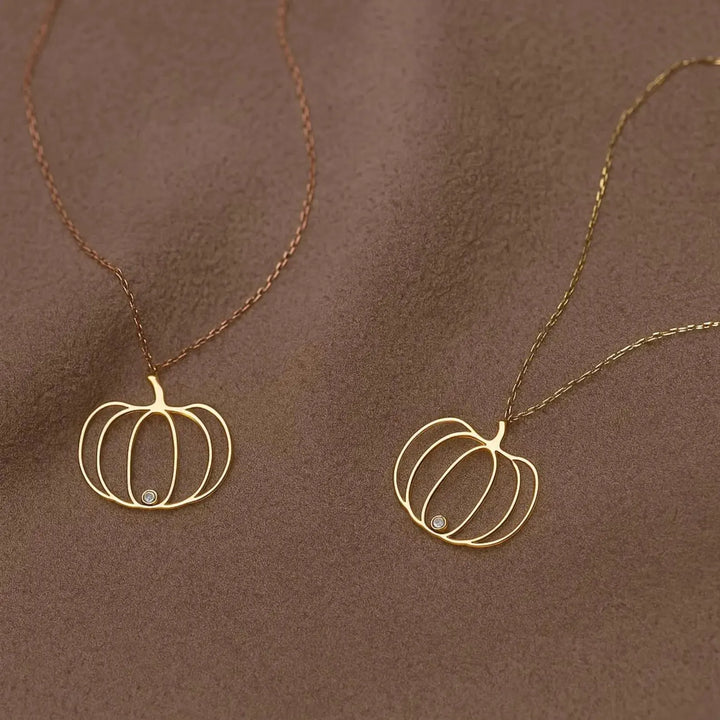 14K Pumpkin Pendant Necklace for Women