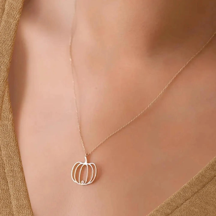 14K Pumpkin Pendant Necklace for Women