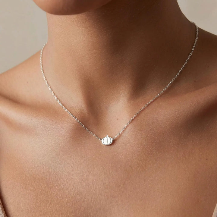 14K Gold Dainty Pumpkin Necklace for Women