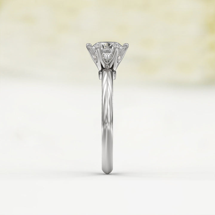 1.0 CT Round Cut Moissanite Six Prong Diamond Engagement Ring
