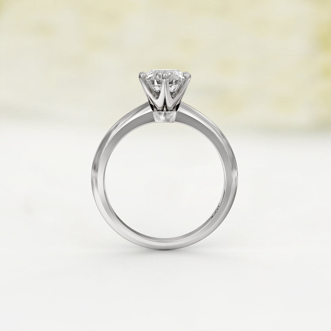 1.0 CT Round Cut Moissanite Six Prong Diamond Engagement Ring