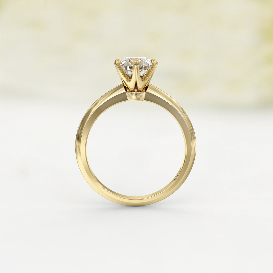 1.0 CT Round Cut Moissanite Six Prong Diamond Engagement Ring