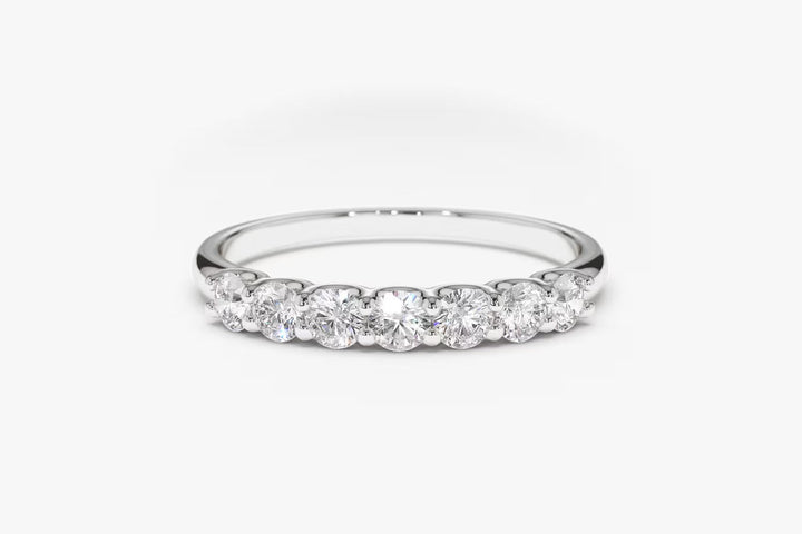 Round Cut Shared Prongs Diamond Band for Women