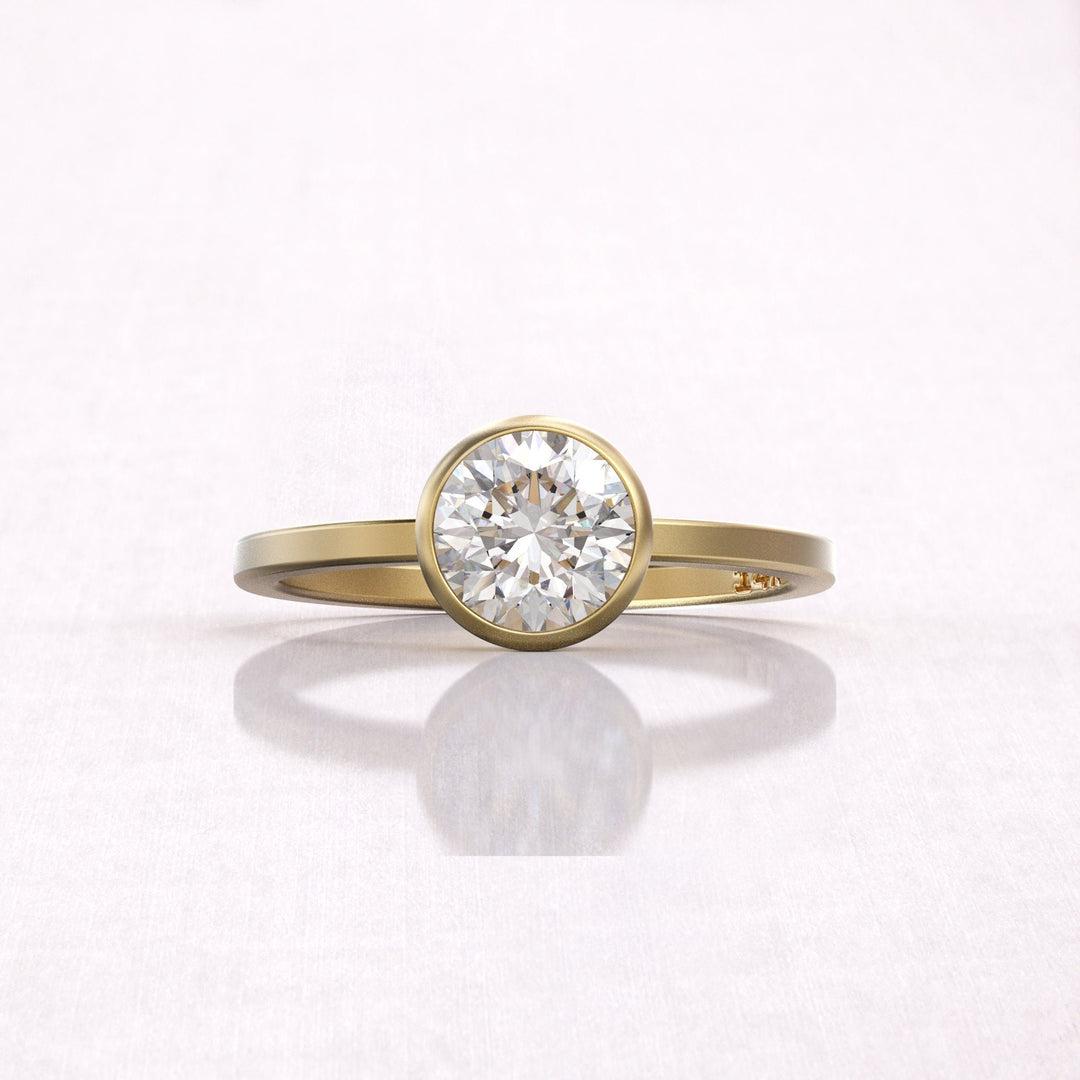 2.0 CT Round Cut Solitaire Moissanite Diamond Bezel Engagement Ring