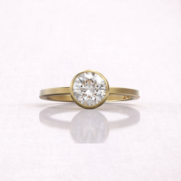 2.0 CT Round Cut Solitaire Moissanite Diamond Bezel Engagement Ring