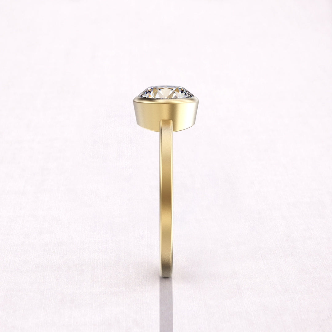 2.0 CT Round Cut Solitaire Moissanite Diamond Bezel Engagement Ring