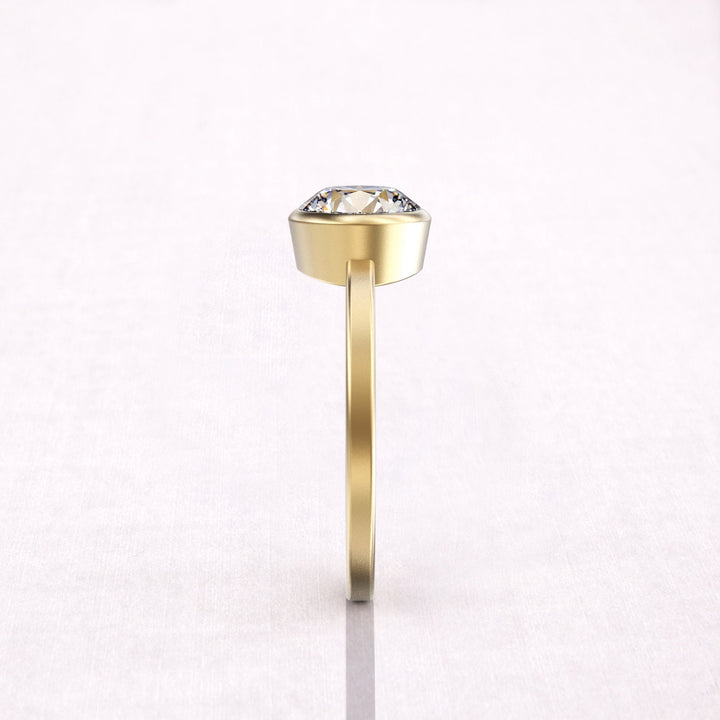 2.0 CT Round Cut Solitaire Moissanite Diamond Bezel Engagement Ring