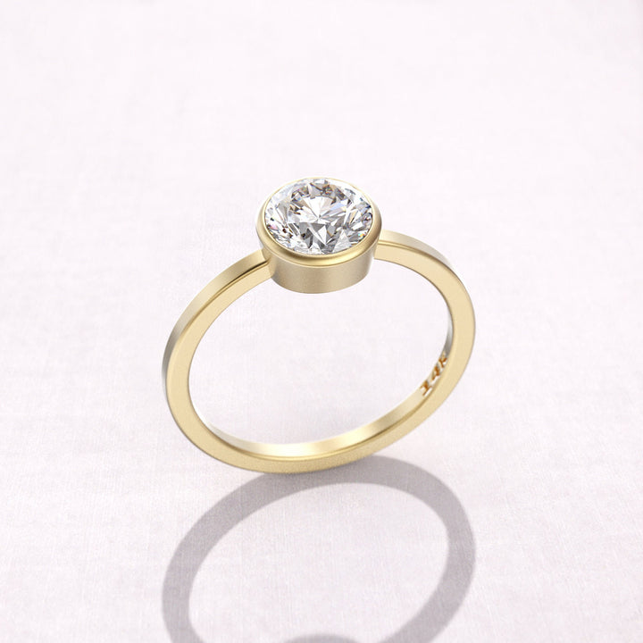 2.0 CT Round Cut Solitaire Moissanite Diamond Bezel Engagement Ring