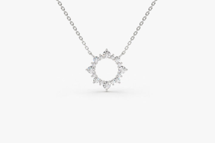 Round Cut Diamond Sun Necklace for Women