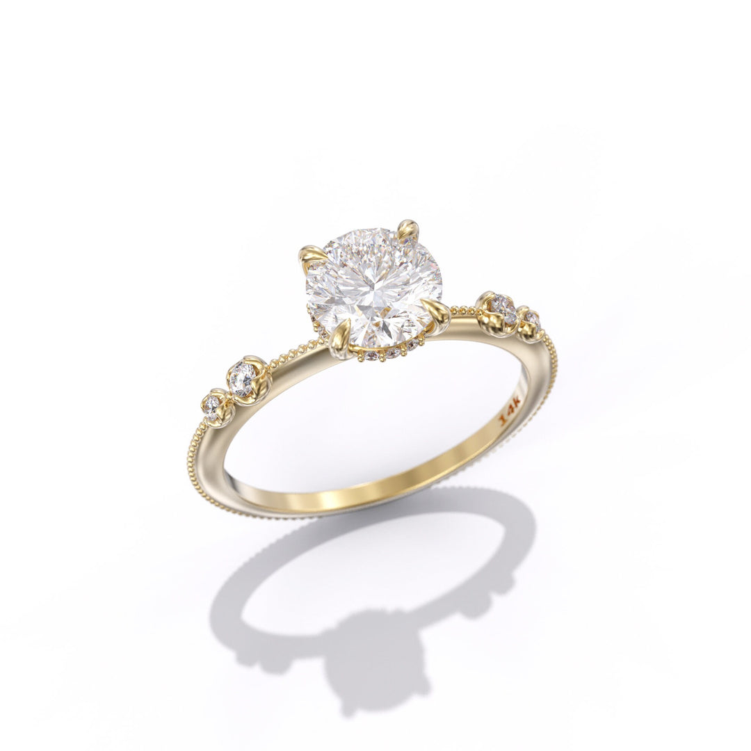 1.0 CT Round Cut Moissanite Unique Engagement Ring