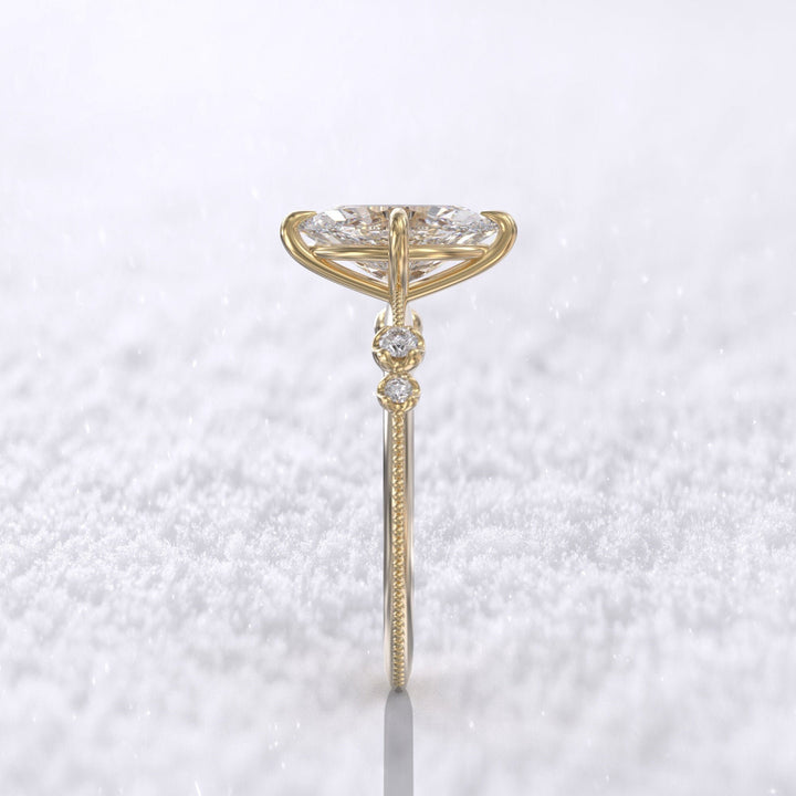 1.0 CT Marquise Cut Moissanite Unique Engagement Ring