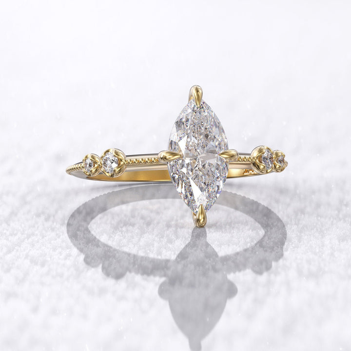 1.0 CT Marquise Cut Moissanite Unique Engagement Ring