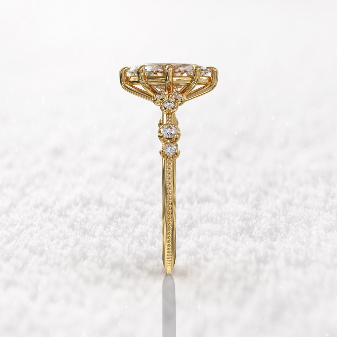 0.7 CT Marquise Cut Moissanite Cluster Engagement Ring