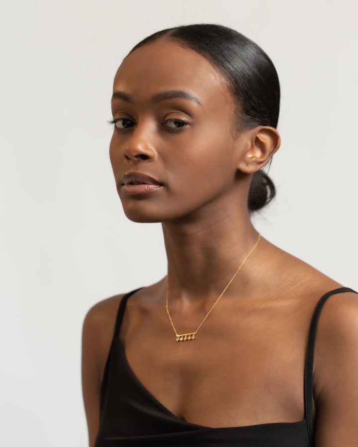 Bezel set Round Cut Diamond Bar Necklace for Her