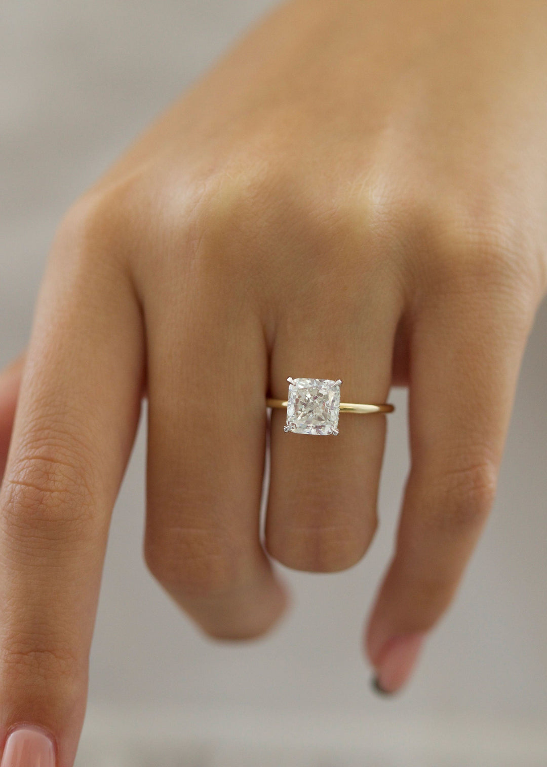 1.50 -3.03 CT Cushion Diamond Engagement Ring With Hidden Halo Setting