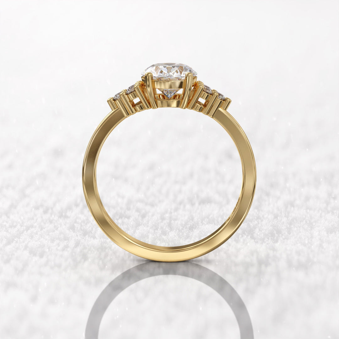 1.0 CT Oval Cut Moissanite Cluster Engagement Ring