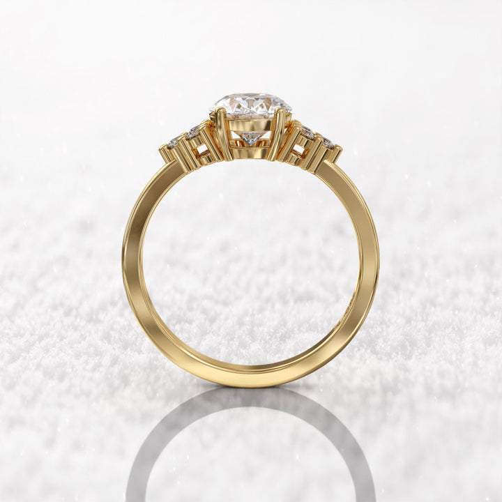 1.0 CT Oval Cut Moissanite Cluster Engagement Ring