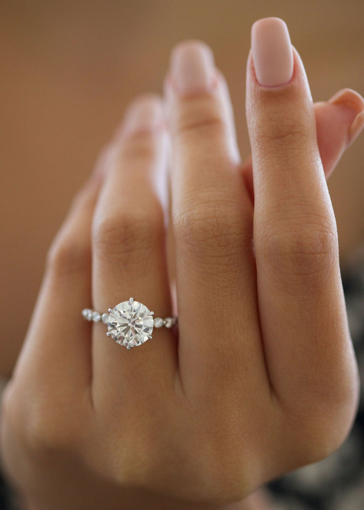 1.0-3.0 CT Round Diamond Pave Engagement Ring