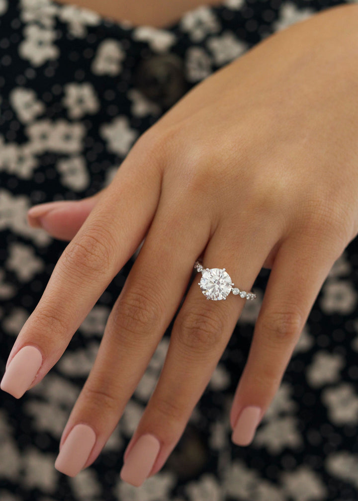 1.0-3.0 CT Round Diamond Pave Engagement Ring