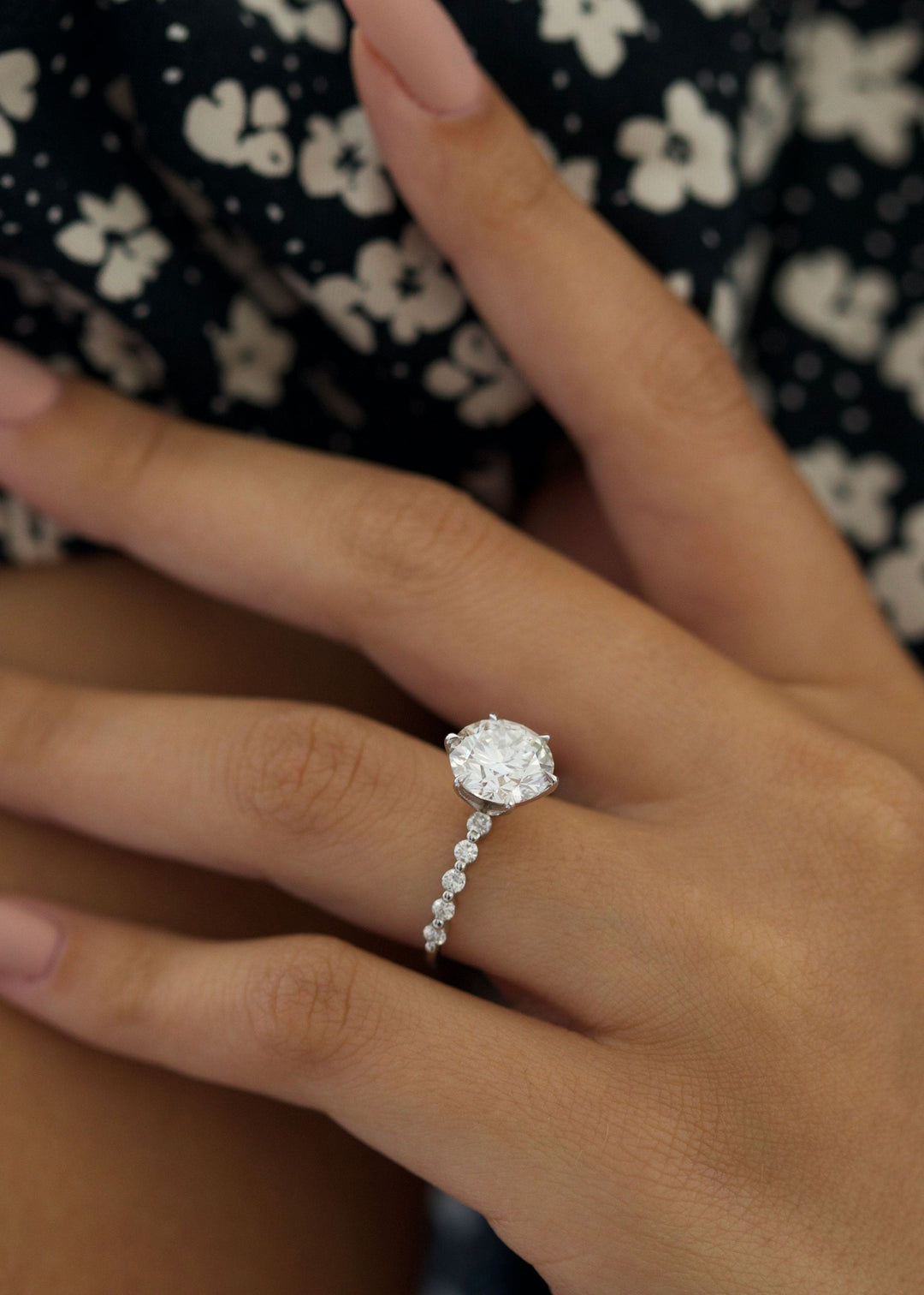 1.0-3.0 CT Round Diamond Pave Engagement Ring